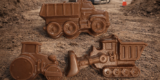 Construction Vehicles - flat, milk chocolate  New 2026
